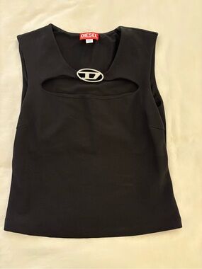 Diesel Black Tank Top with Silver Accent